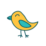 A doodle of a happy yellow and blue bird